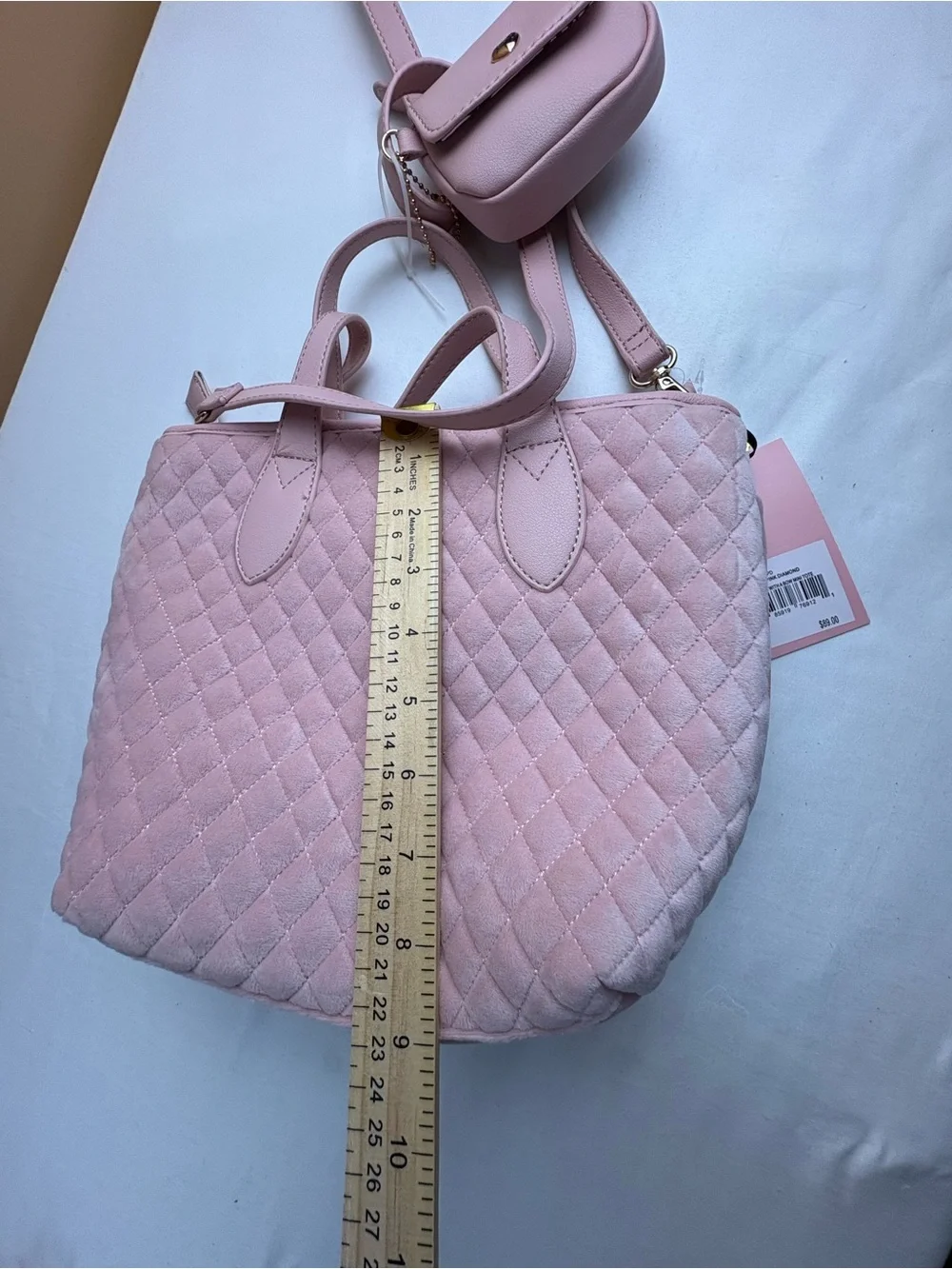 Juicy Couture Blush Pink Quilted Tote with Bow and Gold Heart Logo
